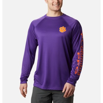 Columbia Collegiate PFG Terminal Tackle Long Sleeve - Clemson, Sudaderas Morados Naranjas Para Hombr